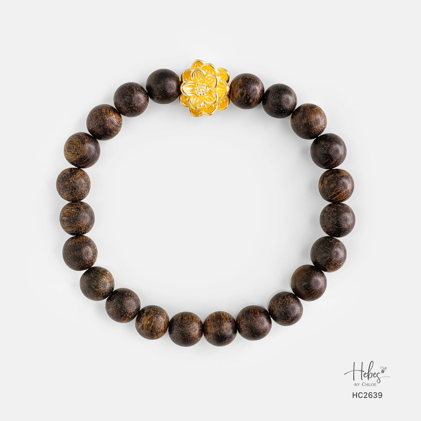 Indonesian Agarwood Lotus Charm Bracelet HC2639