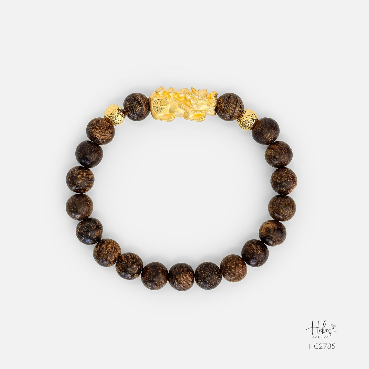 Indonesian Agarwood Pixiu Dragon Charm Bracelet HC2785