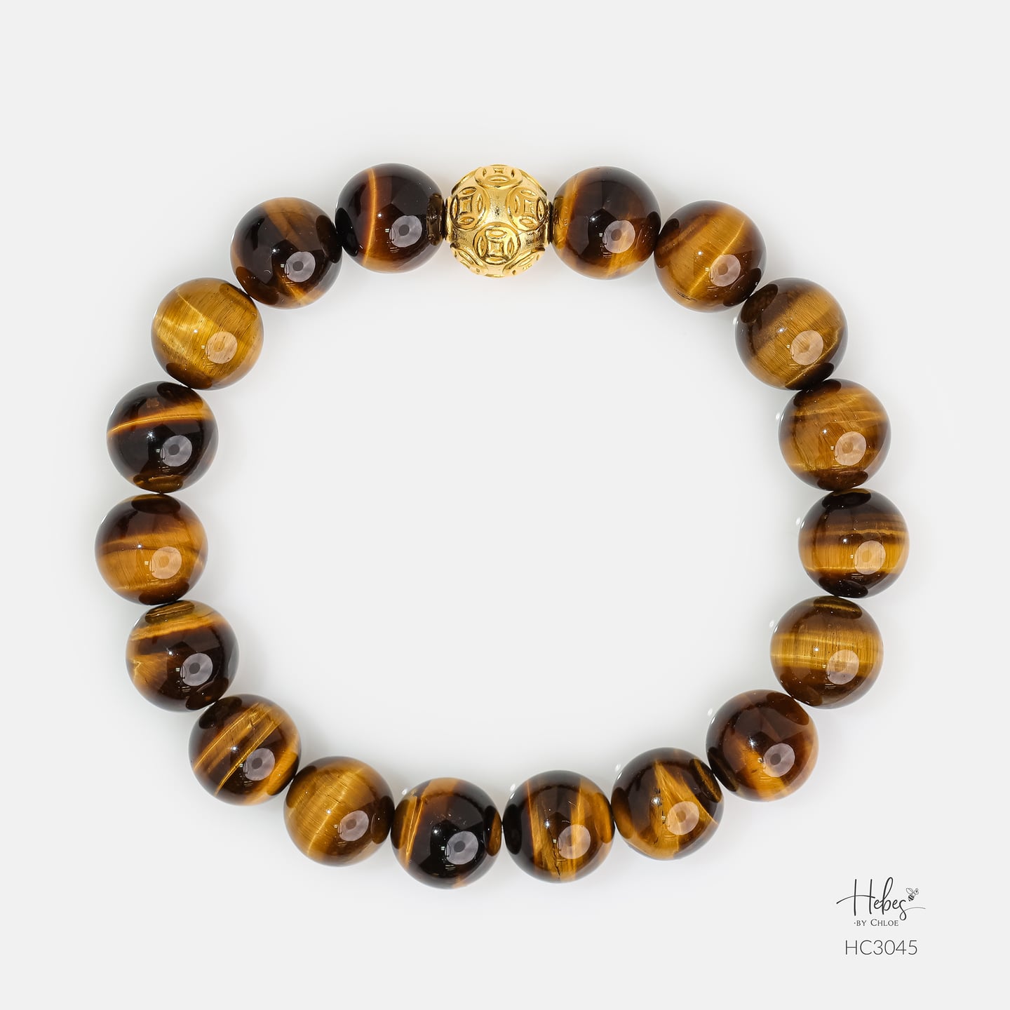 Gold Vermeil Yellow Tiger Eye (12mm) Bracelet 993045