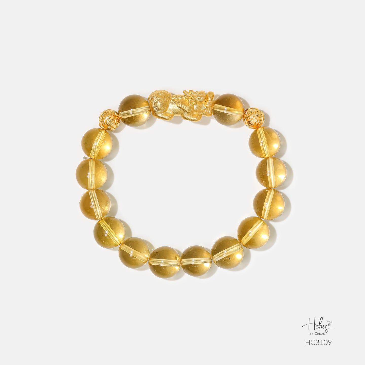 Gold Vermeil Pixiu Citrine Quartz Bracelet (9mm) 993109