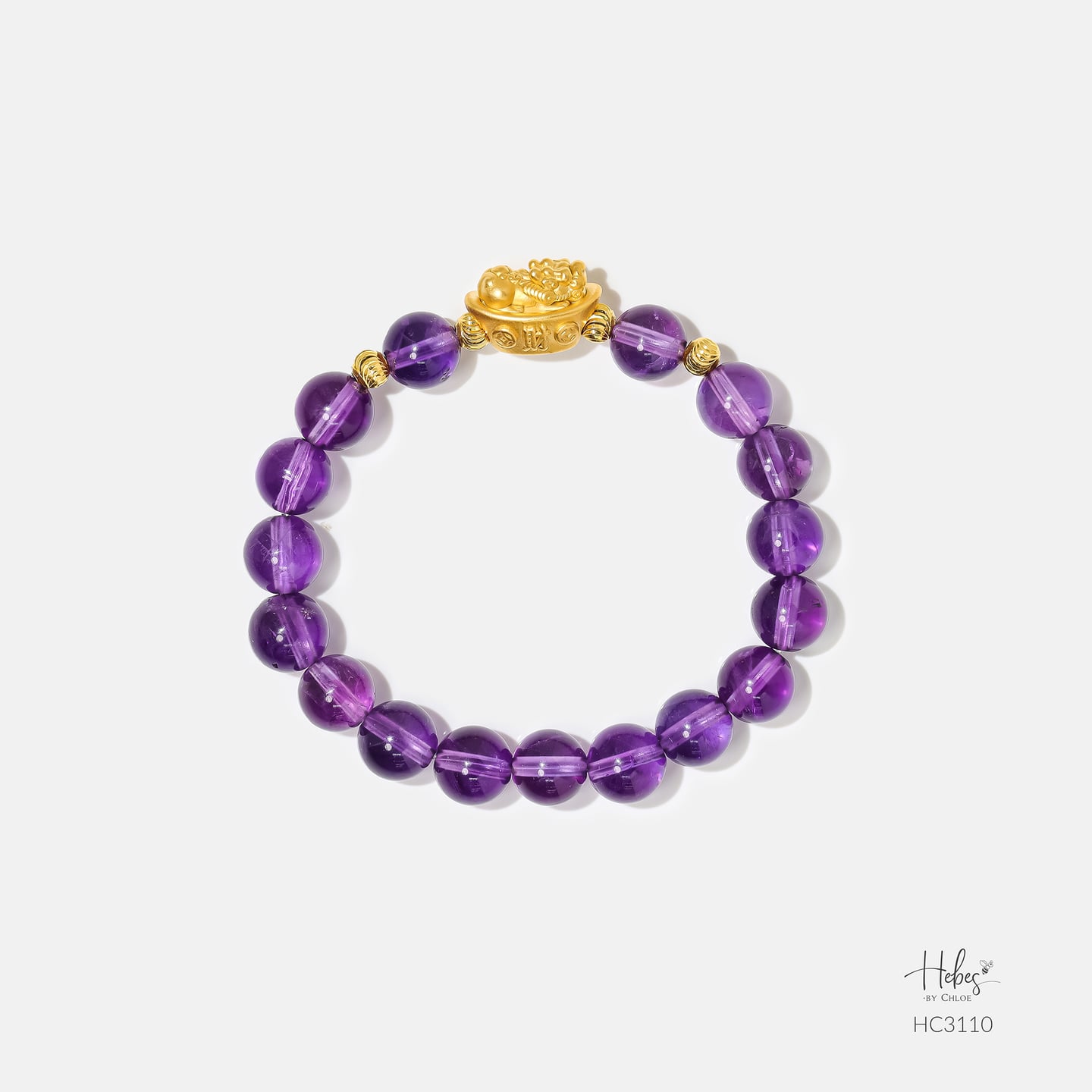 Gold Vermeil Pixiu Amethyst Bracelet (9mm) 993110