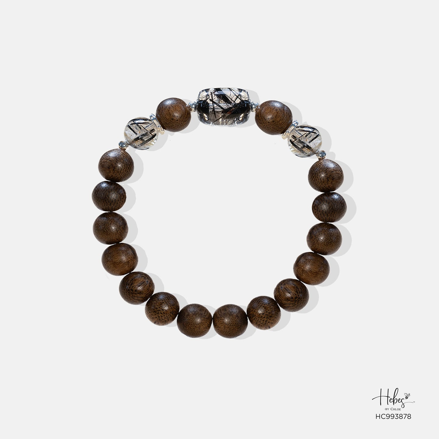Vietnamese Agarwood Black Rutilated Quartz Bracelet (10mm) 993878