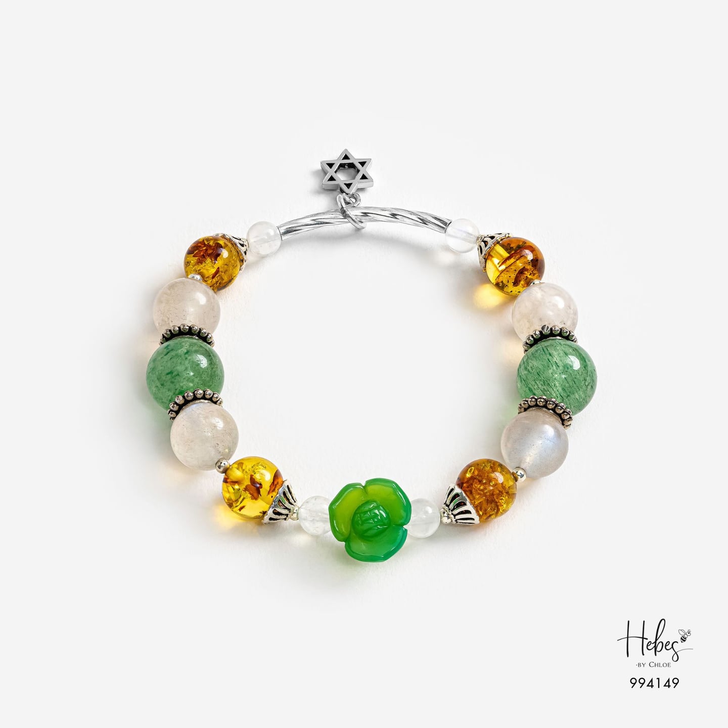 Green Agate Peony Bracelet 994149