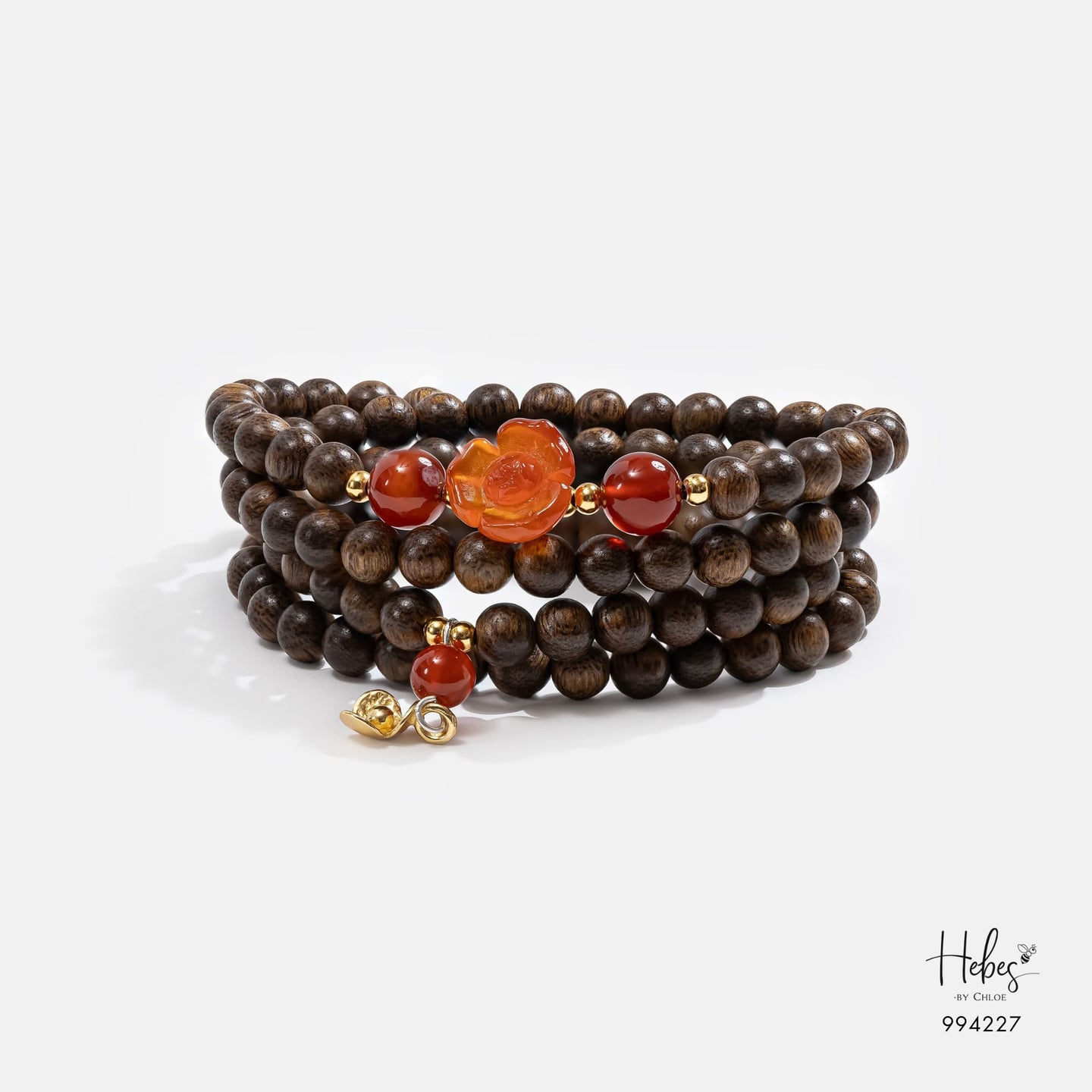Vietnamese 108 Beads Agarwood Red Agate Peony Bracelet (6mm)  994227