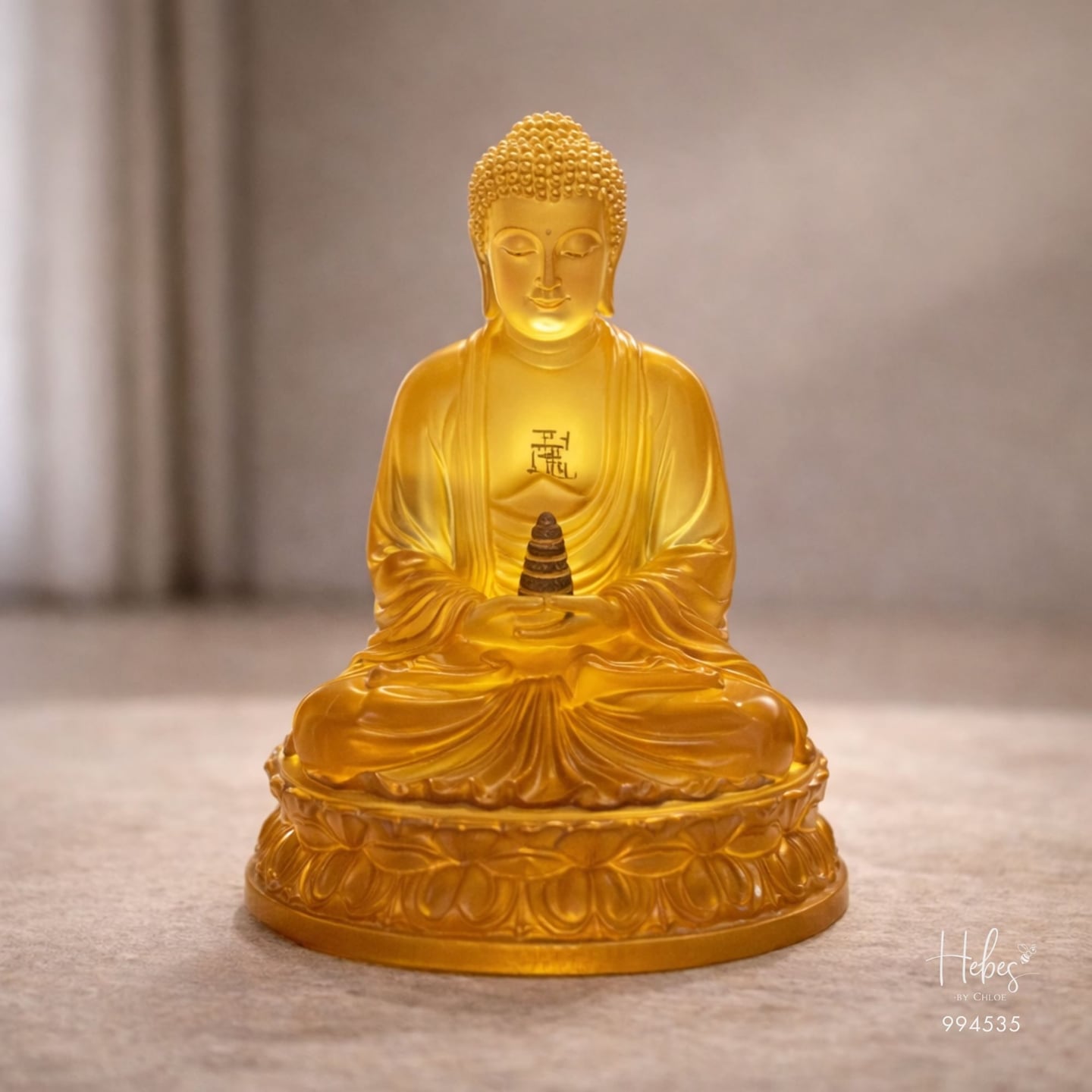 Crystal Feng Shui Buddha on Lotus Throne Statue 994535