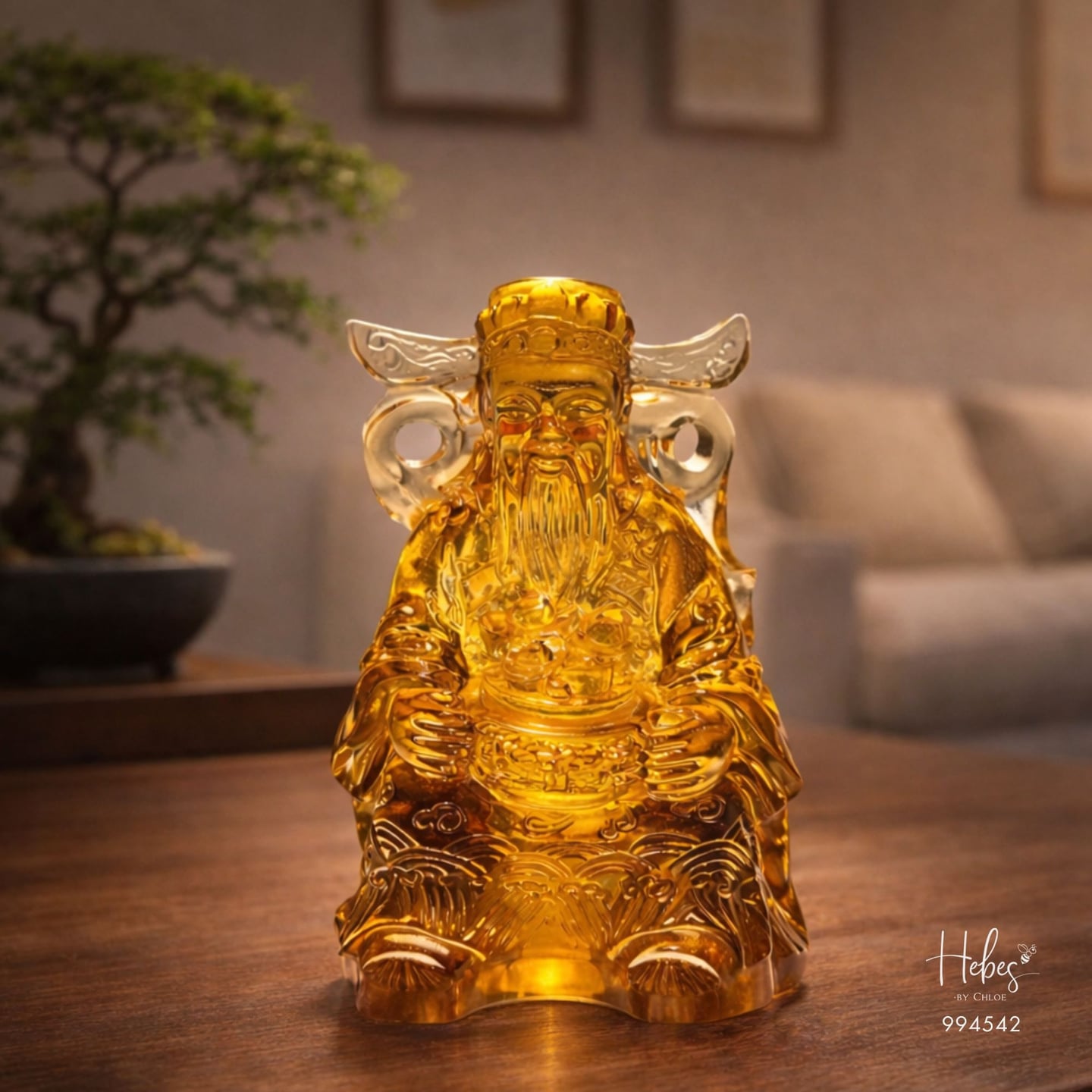 Crystal Feng Shui Golden Tiger God of Wealth Statue 994542