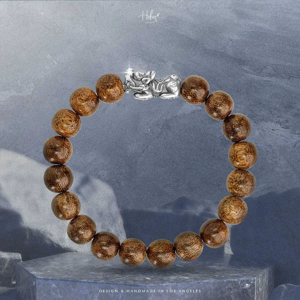 Vietnamese Agarwood Pixiu Dragon Charm  Bracelet (12mm) - HC2741